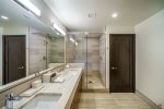First Bathroom features large Walk In Shower & Bath Tub, Double Vanity , Toilet